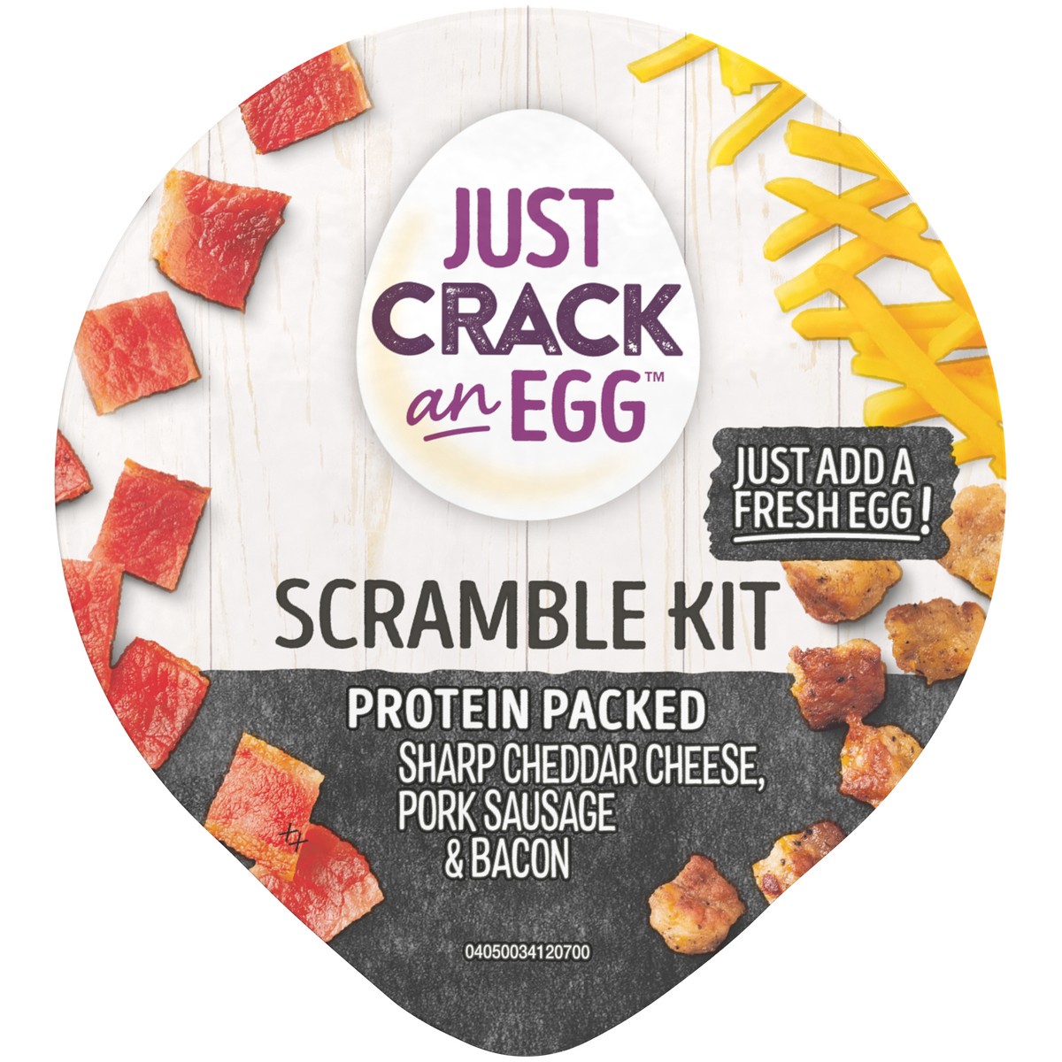 slide 8 of 9, Just Crack an Egg Scramble Kit Sharp Cheddar Cheese, Pork Sausage and Uncured Bacon, for a Low Carb Lifestyle, 2.25 oz. Cup,, 2.25 oz