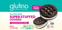 Glutino Gluten Free Super Stuffed Chocolate Vanilla Crème Flavored Sandwich Cookies, 11.1 oz.