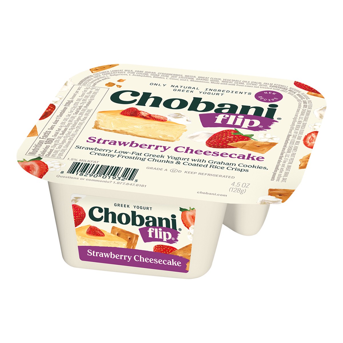 slide 2 of 9, Chobani Flip Strawberry Cheesecake Low Fat Greek Yogurt - 4.5oz, 4.5 oz