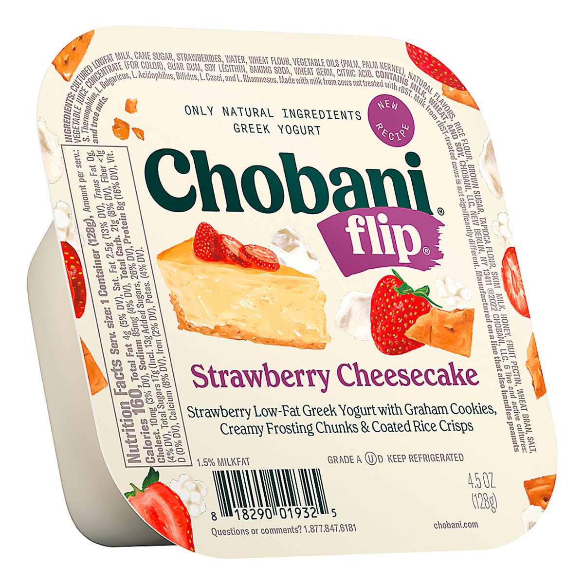 slide 1 of 9, Chobani Flip Strawberry Cheesecake Low Fat Greek Yogurt - 4.5oz, 4.5 oz