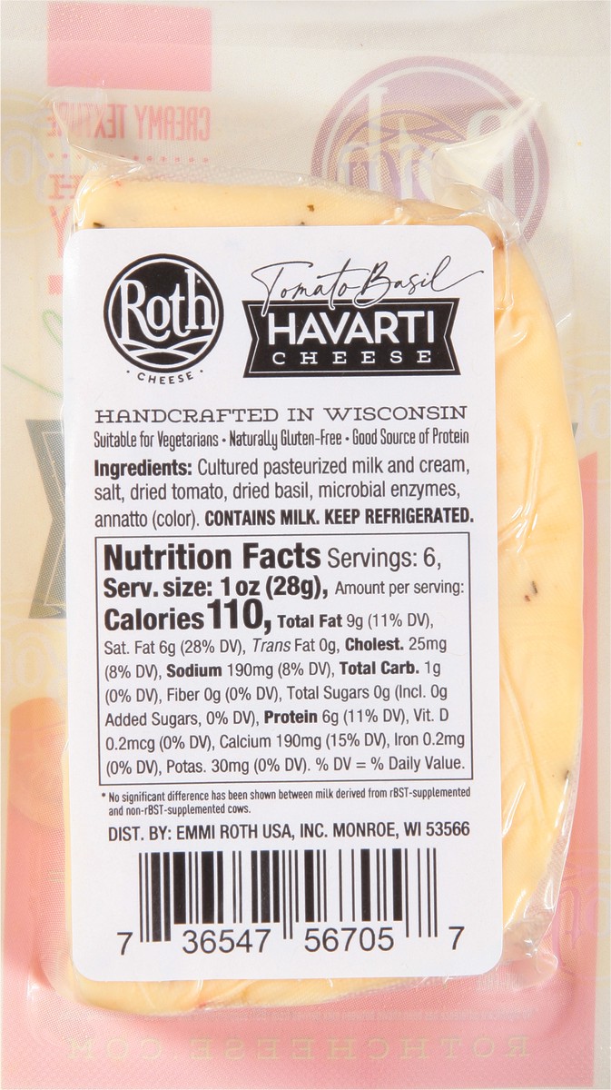slide 2 of 12, Roth Havarti Tomato Basil Cheese 6 oz, 6 oz