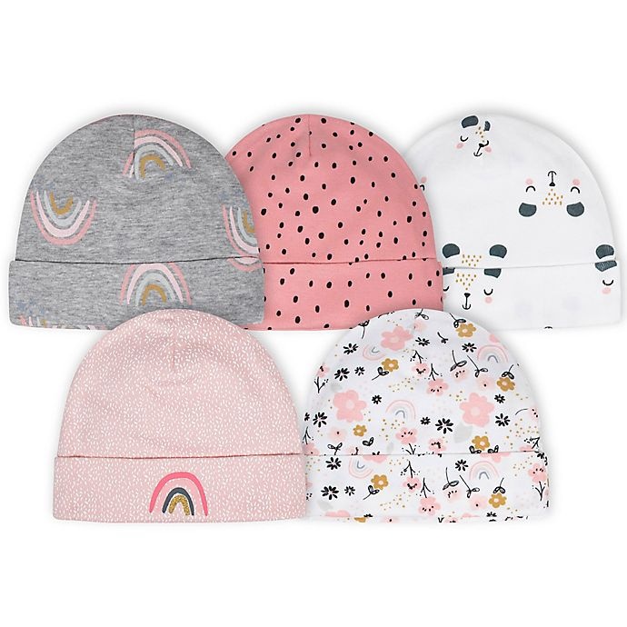 slide 1 of 1, Gerber Newborn Bear Hats - Pink/White, 5 ct