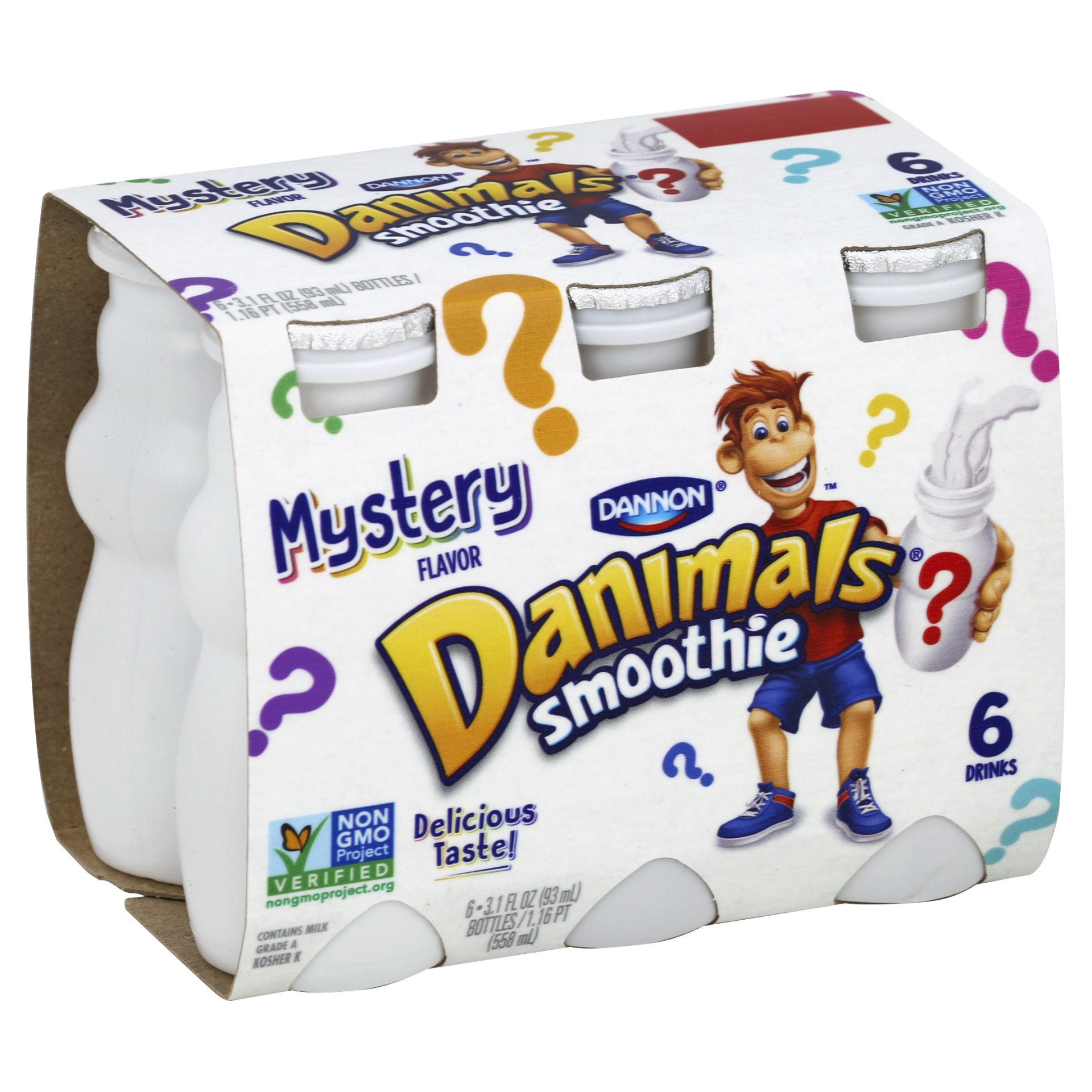 slide 1 of 5, Dannon Mystery Flavor Danimals Yogurt Smoothies, 6 ct; 3.1 fl oz