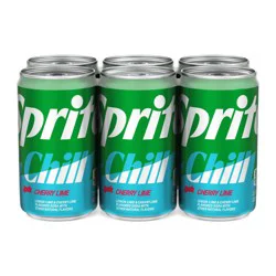 Sprite Chill Cherry Lime Natural Flavor Soda Soft Drink Mini Cans, 7.5 fl oz, 6 Pack