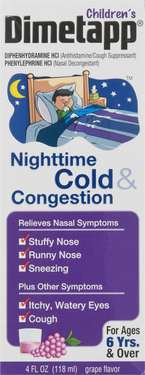 slide 6 of 9, Dimetapp Night Time Childrn Cold/Congestn, 4 fl oz