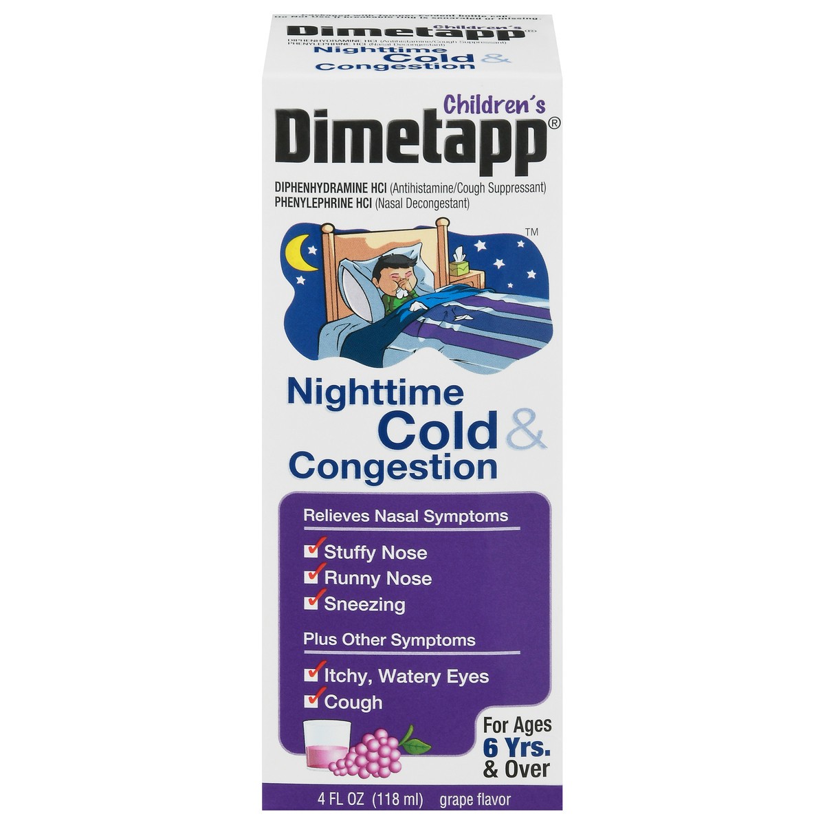 slide 1 of 9, Dimetapp Night Time Childrn Cold/Congestn, 4 fl oz