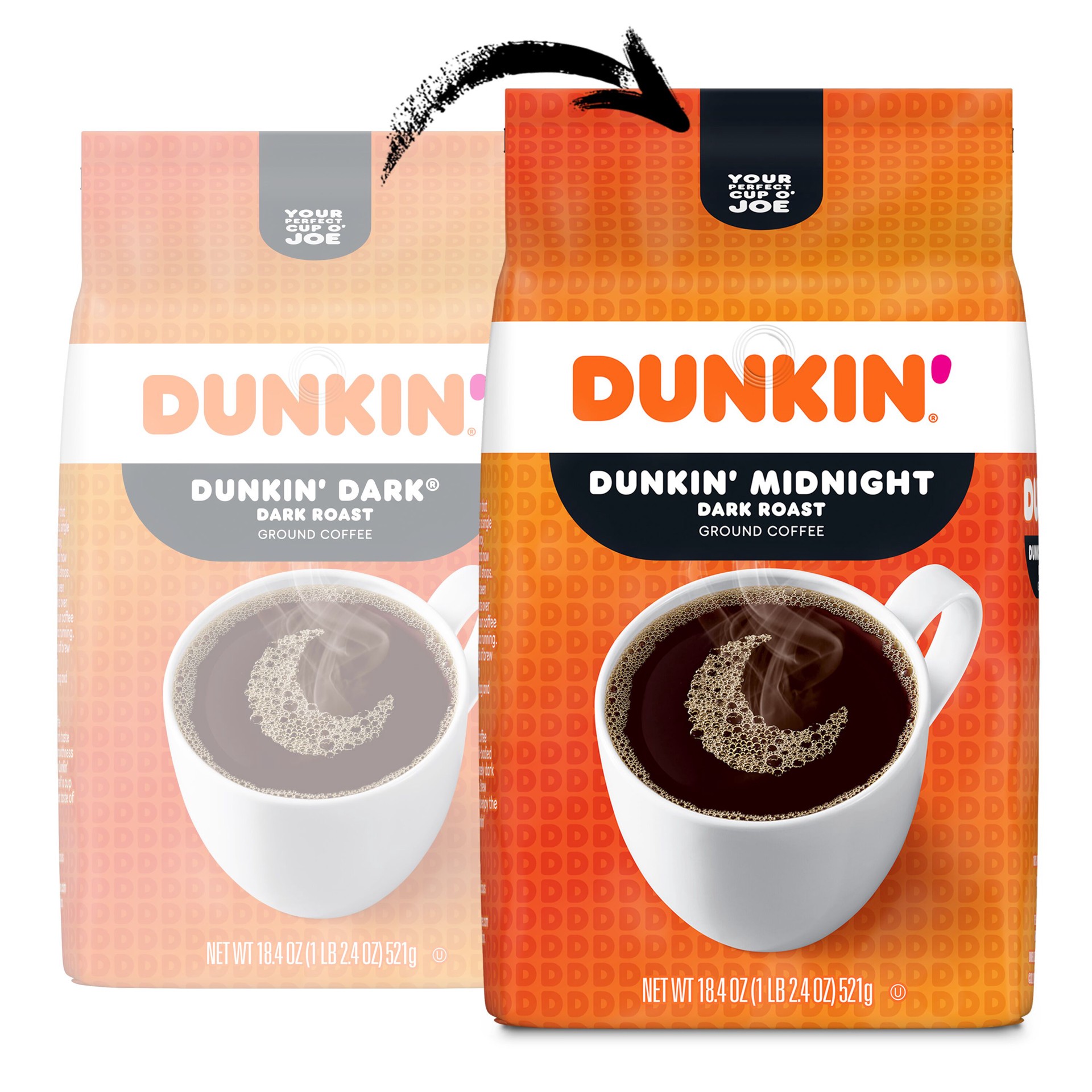 slide 4 of 8, Dunkin' Donuts Dark Roast Ground Coffee, 18.4 oz