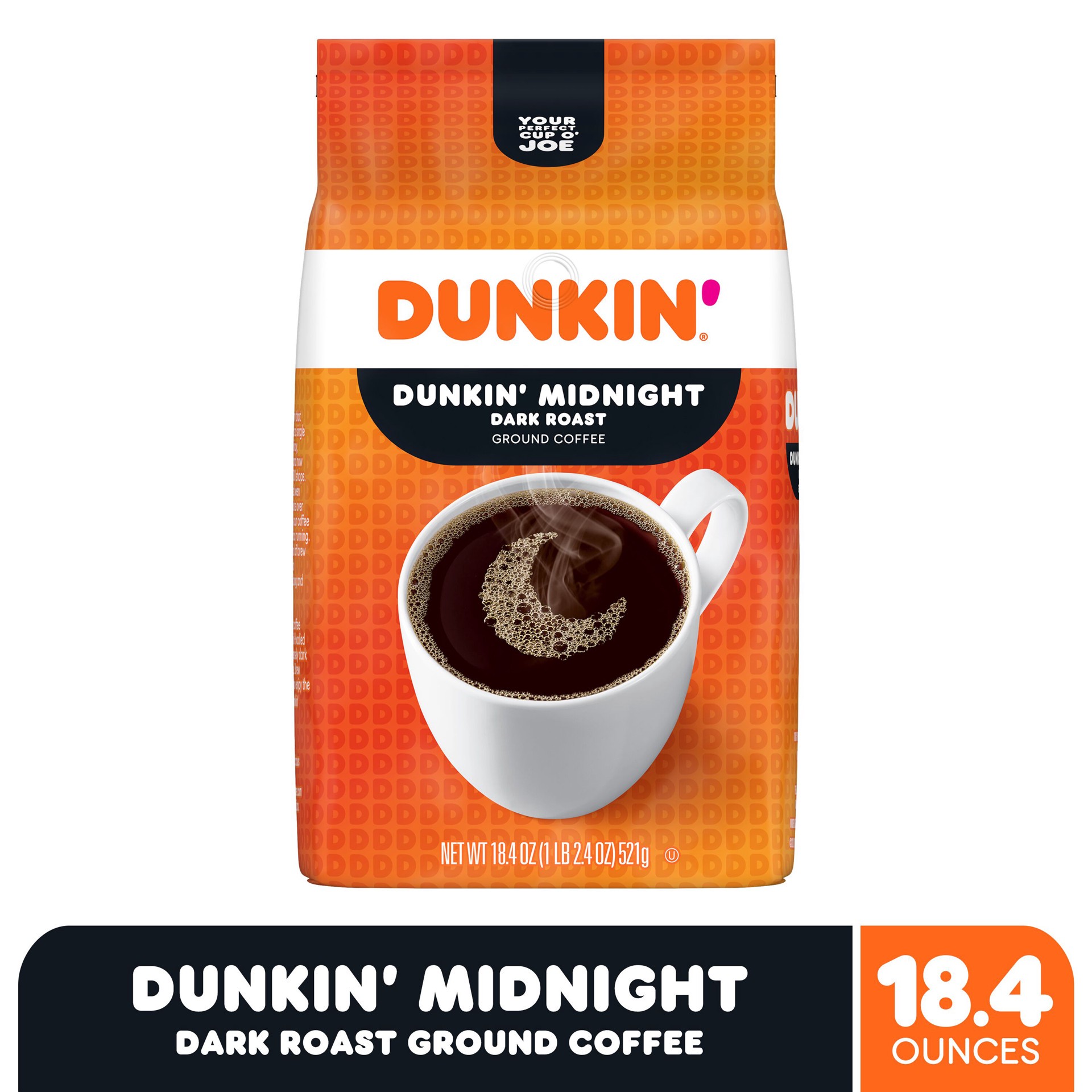 slide 5 of 8, Dunkin' Donuts Dark Roast Ground Coffee, 18.4 oz