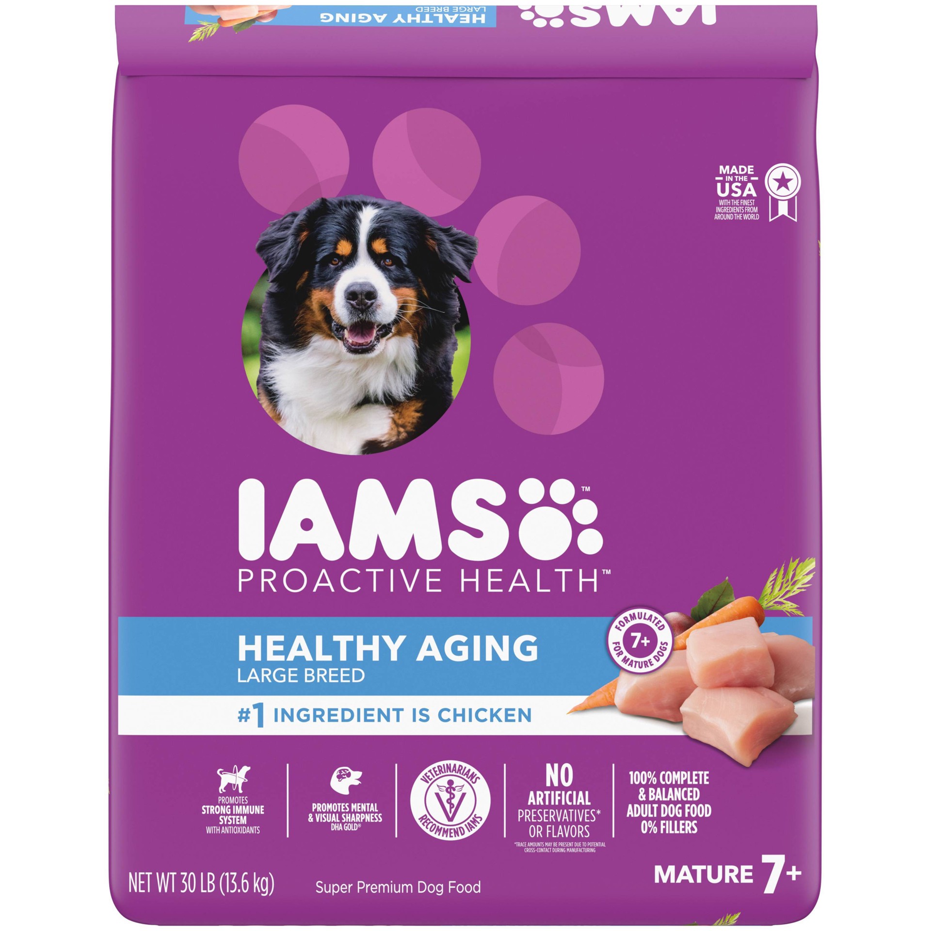 slide 1 of 24, IAMS Healthy Aging Adult Large Breed for Mature and Senior Dogs with Real Chicken Dry Dog Food - 30lbs, 30 lb