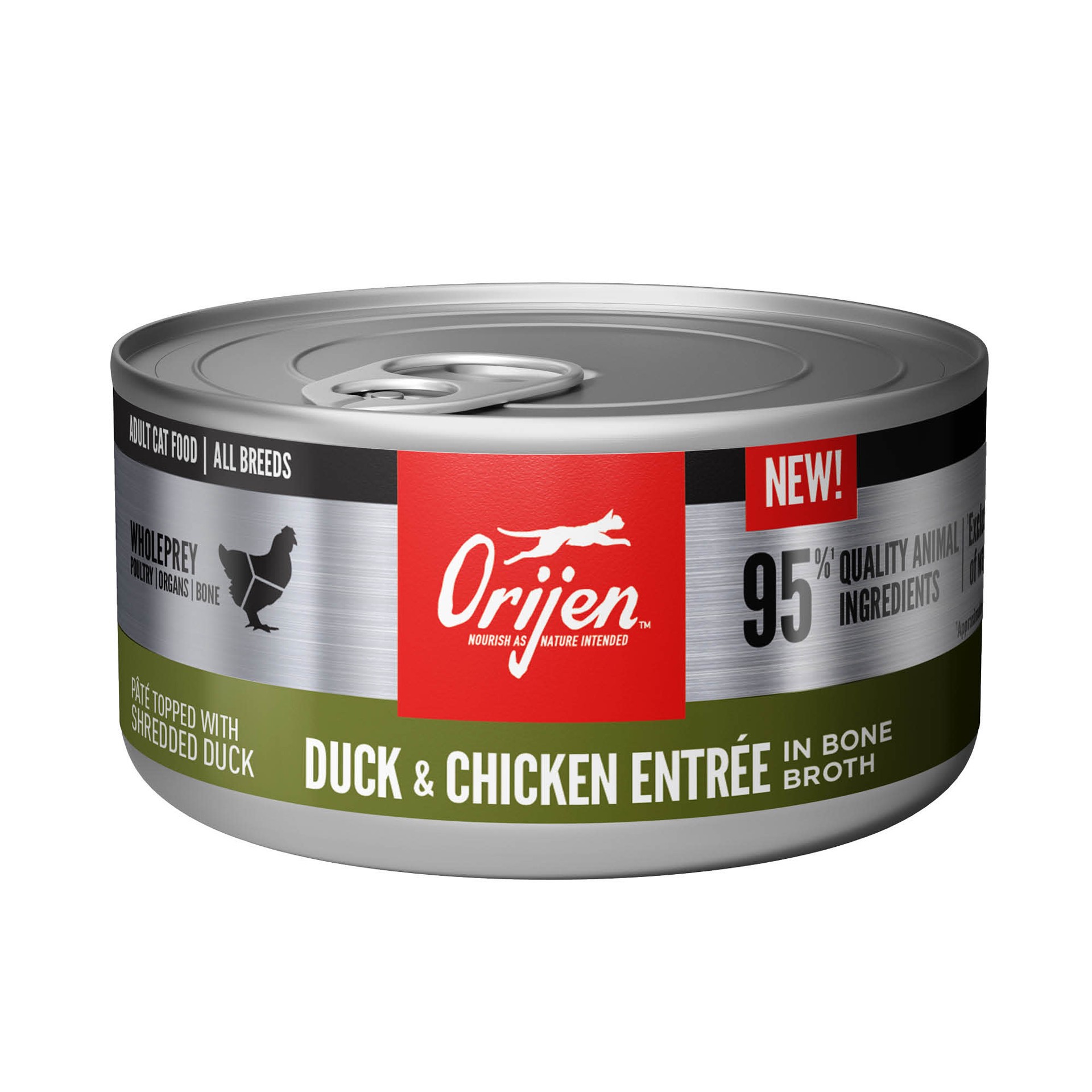 slide 1 of 4, ORIJEN Duck + Chicken Entrée in Bone Broth, 3oz, case of 24 cans, 3 oz
