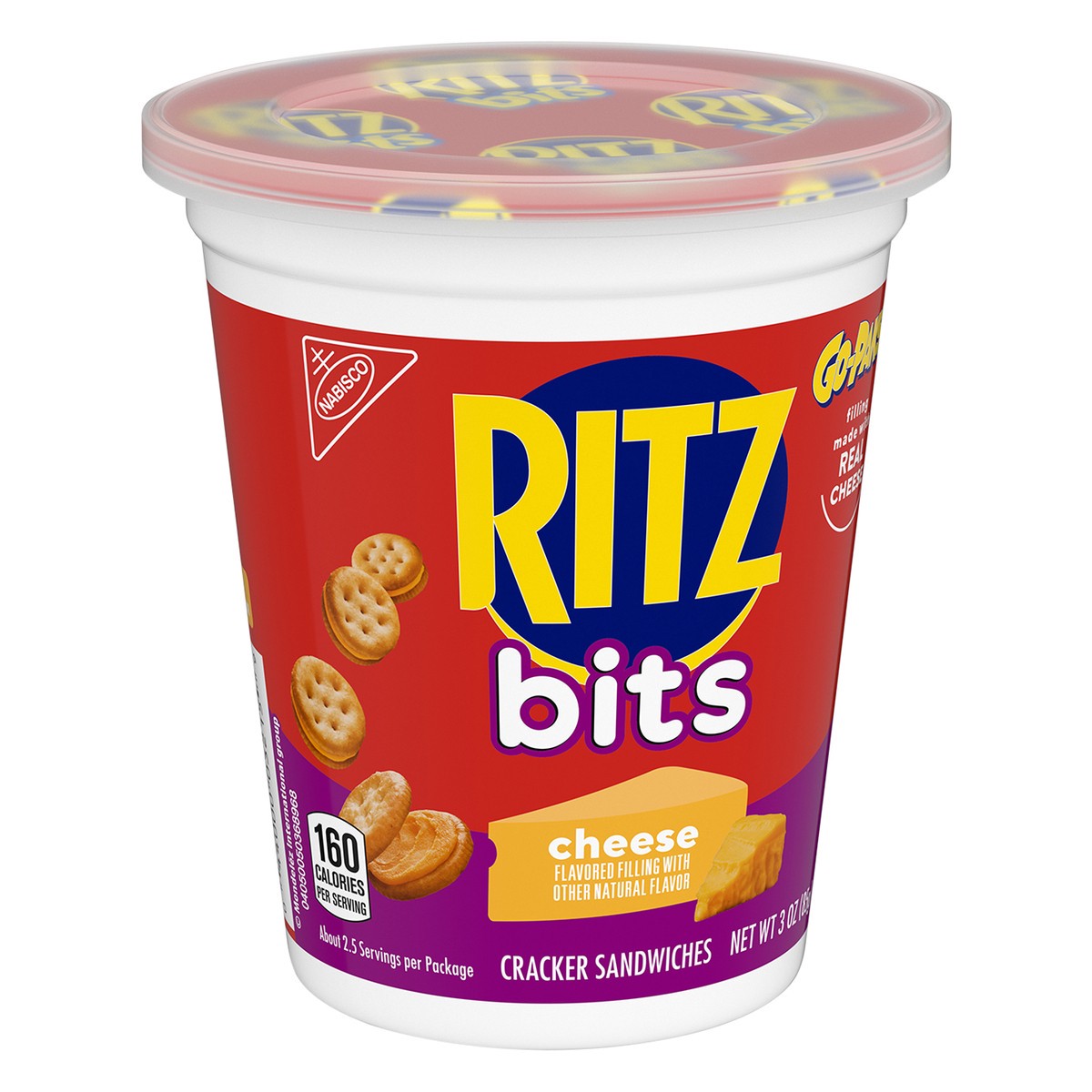 slide 9 of 9, RITZ Bits Cheese Sandwich Crackers, Go-Pak, 3 oz, 3 oz