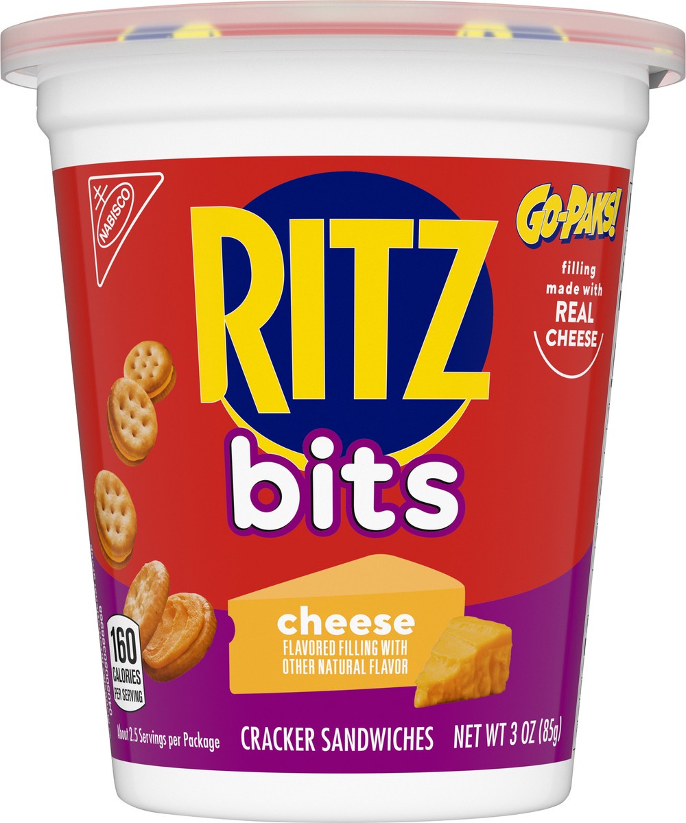 slide 7 of 9, RITZ Bits Cheese Sandwich Crackers, Go-Pak, 3 oz, 3 oz