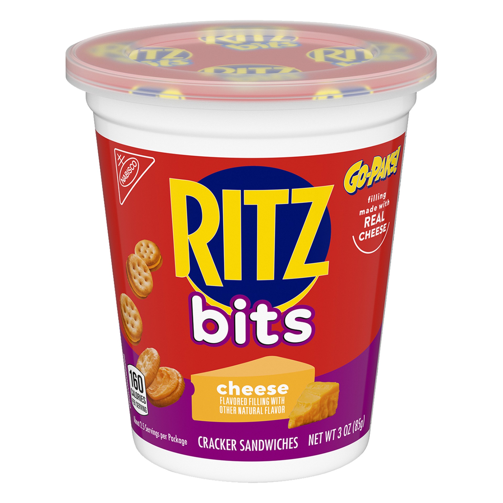 slide 1 of 9, RITZ Bits Cheese Sandwich Crackers, Go-Pak, 3 oz, 3 oz