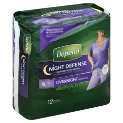 Depend Night Defense Adult Incontinence & Postpartum Bladder Leak Underwear for Women, Disposable, Overnight, Extra-Large, Blush, 12 Count