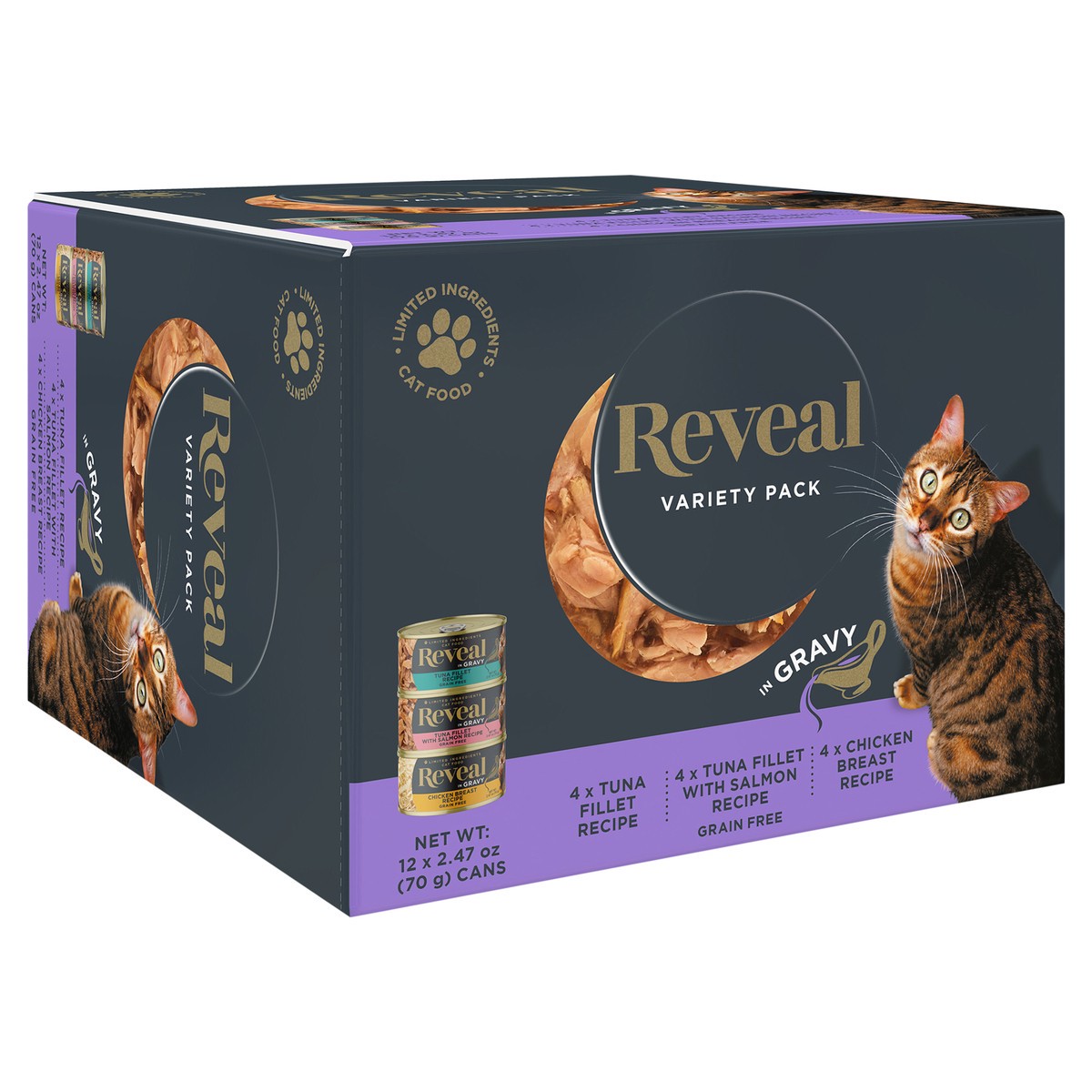 slide 6 of 6, Reveal Natural Wet Cat Food Variety Selection in Gravy, 12-Ct., 2.47 Oz. Can, 12 ct