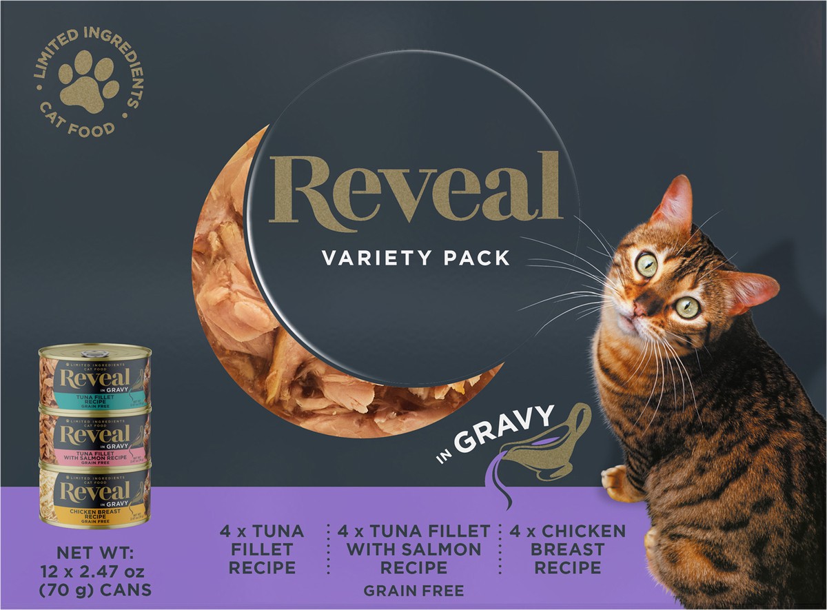 slide 5 of 6, Reveal Natural Wet Cat Food Variety Selection in Gravy, 12-Ct., 2.47 Oz. Can, 12 ct