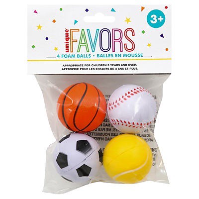slide 1 of 1, Unique Foam Balls 4 ea, 4 ct