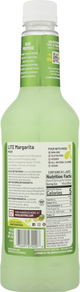 slide 9 of 9, Master of Mixes Lite Margarita Cocktail Mixer - 33.8 fl oz, 33.8 fl oz