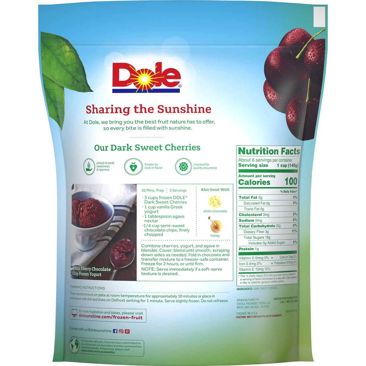 slide 4 of 9, Dole Dark Sweet Cherries, 32 oz