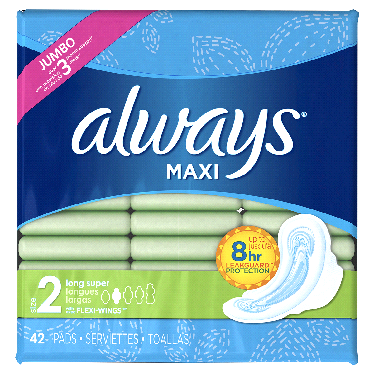 Always Maxi Size 2 Long Super Pads With Wings Unscented | Shipt