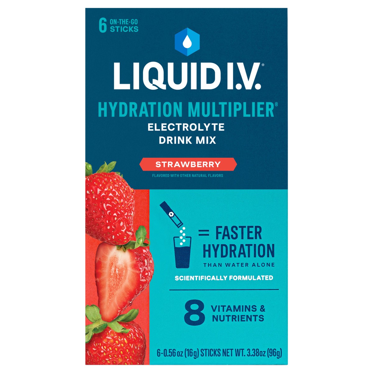 slide 1 of 14, Liquid I.V. Hydration Multiplier - Strawberry - Hydration Powder Packets | Electrolyte Powder Drink Mix | Convenient Single-Serving Sticks | Non-GMO | 6 Sticks, 6 ct