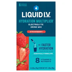 Liquid I.V. Hydration Multiplier - Strawberry - Hydration Powder Packets | Electrolyte Powder Drink Mix | Convenient Single-Serving Sticks | Non-GMO | 6 Sticks