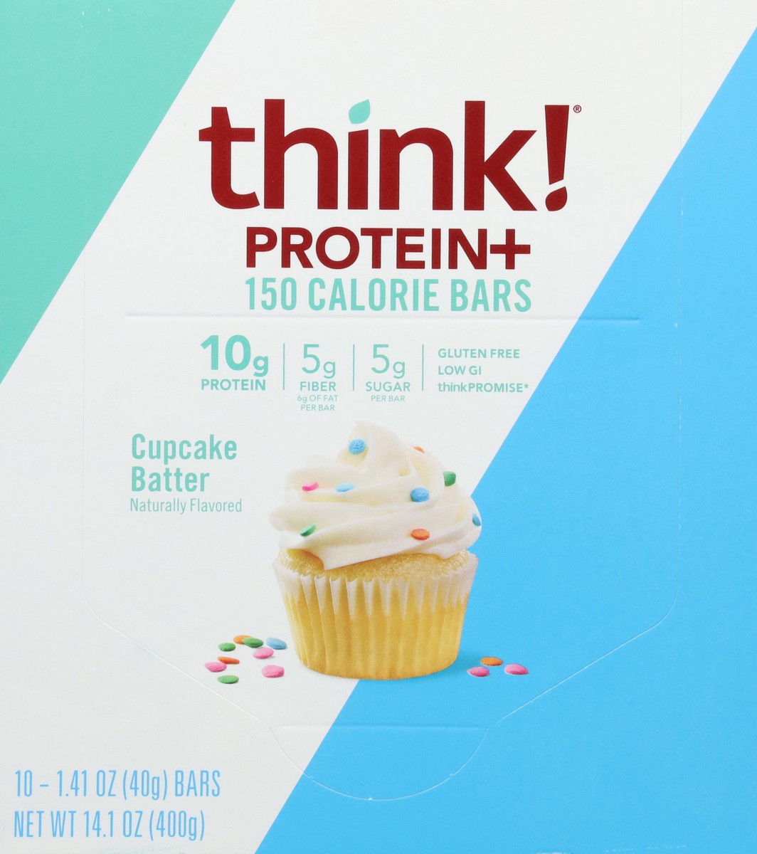 slide 12 of 12, think! Protein+ Cupcake Batter 150 Calorie Bars 10 - 1.41 oz Bars, 10 ct