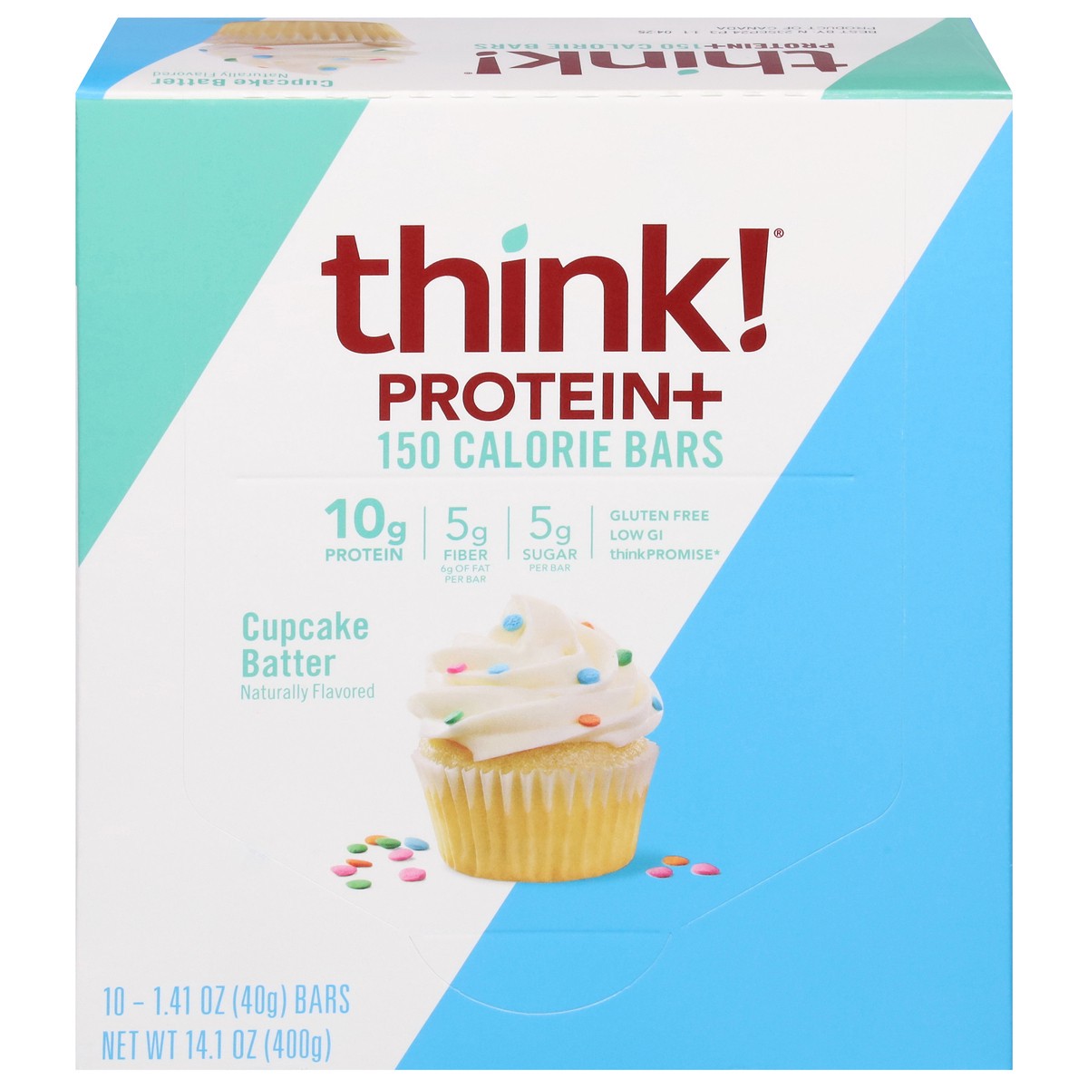 slide 1 of 12, think! Protein+ Cupcake Batter 150 Calorie Bars 10 - 1.41 oz Bars, 10 ct