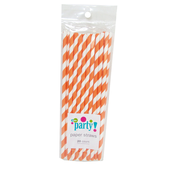 slide 1 of 1, Meijer Paper Straws, Orange, 20 ct