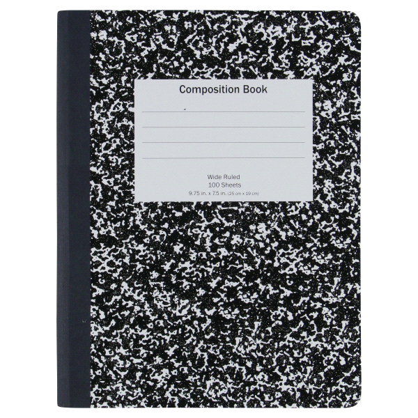 slide 1 of 2, Meijer Black & White Marble Composition Book, Wide Ruled, 1 ct