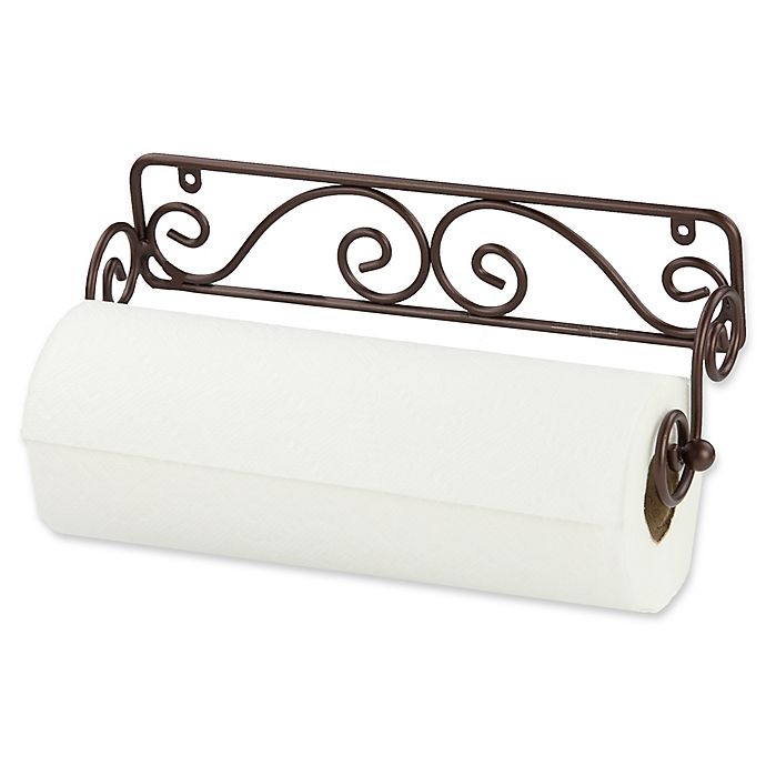 slide 1 of 2, Home Basics Scroll Wall Mounted Paper Towel Holder - Bronze, 1 ct