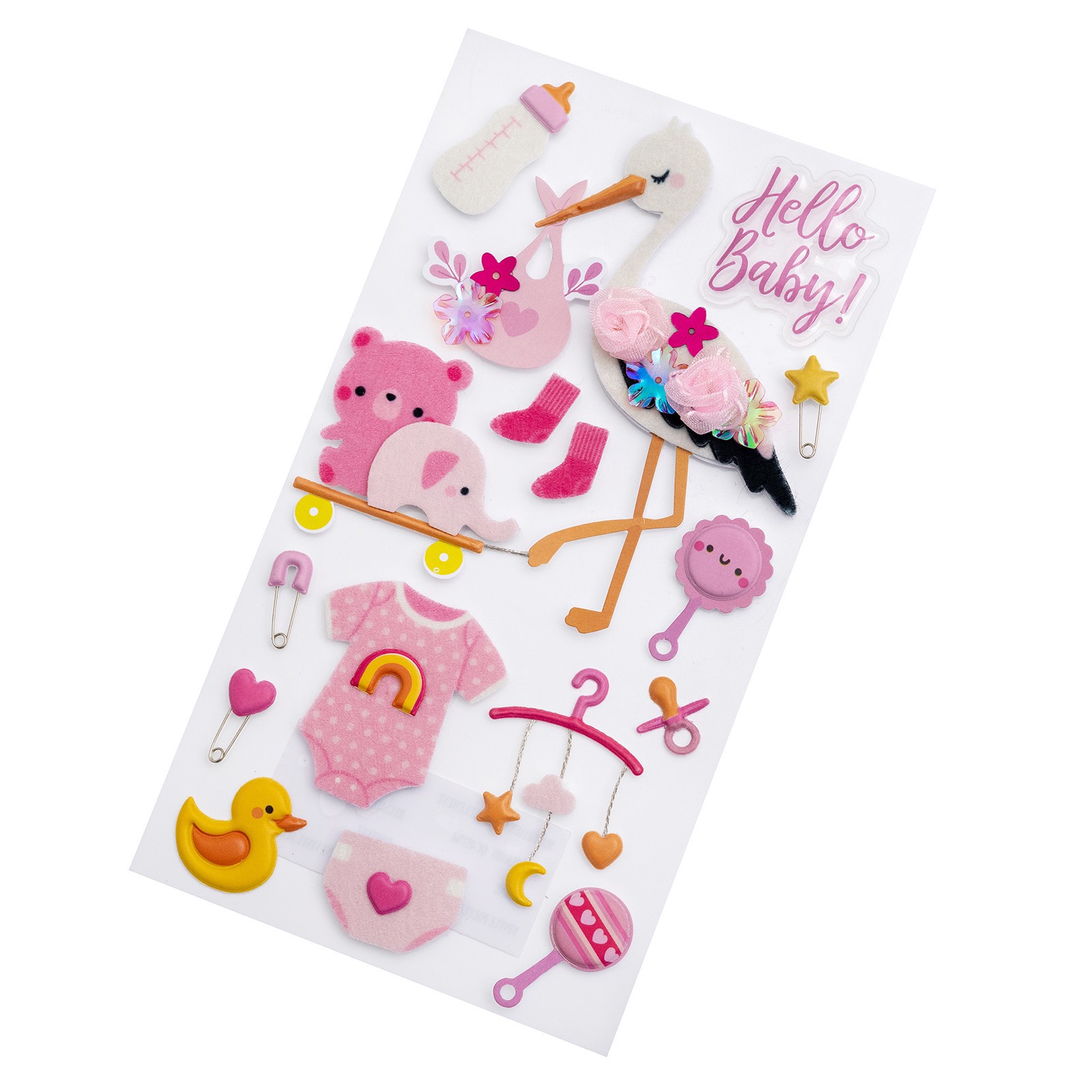 slide 2 of 3, Baby Girl Stork Dimensional Stickers By Recollections, 3.75 in x 6.75 in