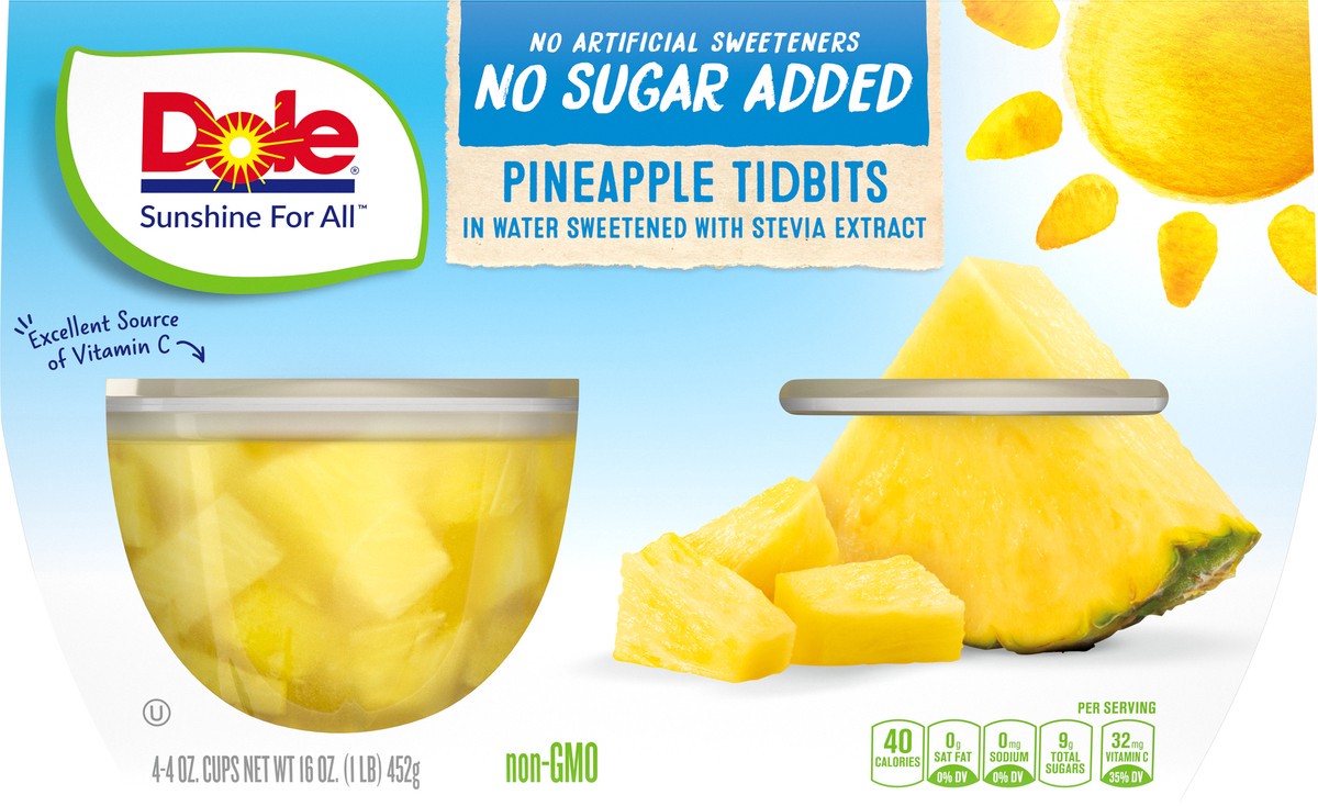 slide 1 of 9, Dole Pineapple Tidbits In Water, 16 oz