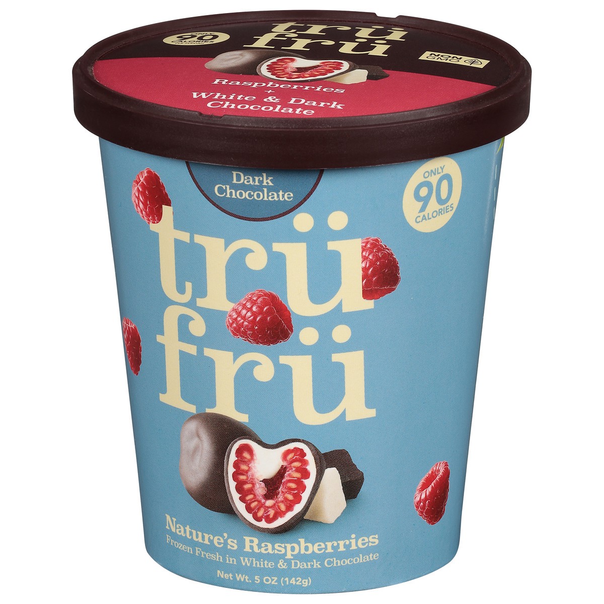 slide 4 of 9, Tru Fru Raspberries Hyper Chilled In White & Dark Chocolate, 5 Oz, 5 oz