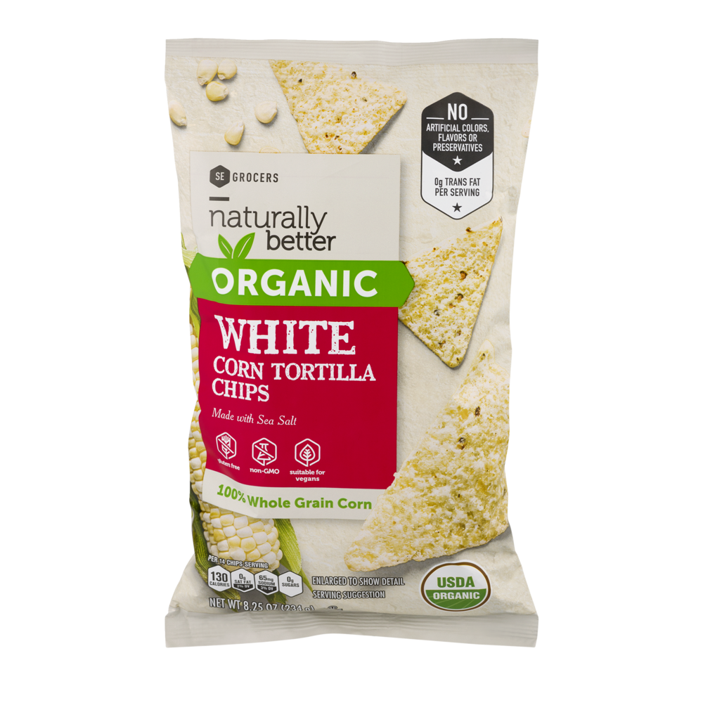 slide 1 of 1, SE Grocers Naturally Better Organic Chips Corn Tortilla White, 9 oz