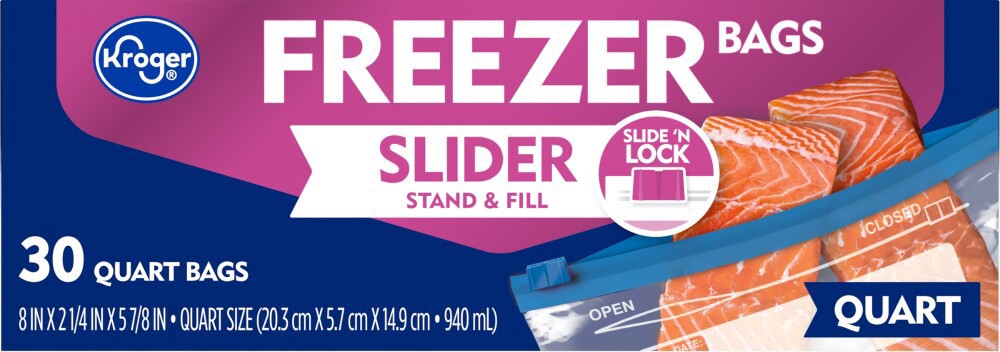 slide 4 of 5, Kroger Quart Slider Freezer Bag, 30 ct