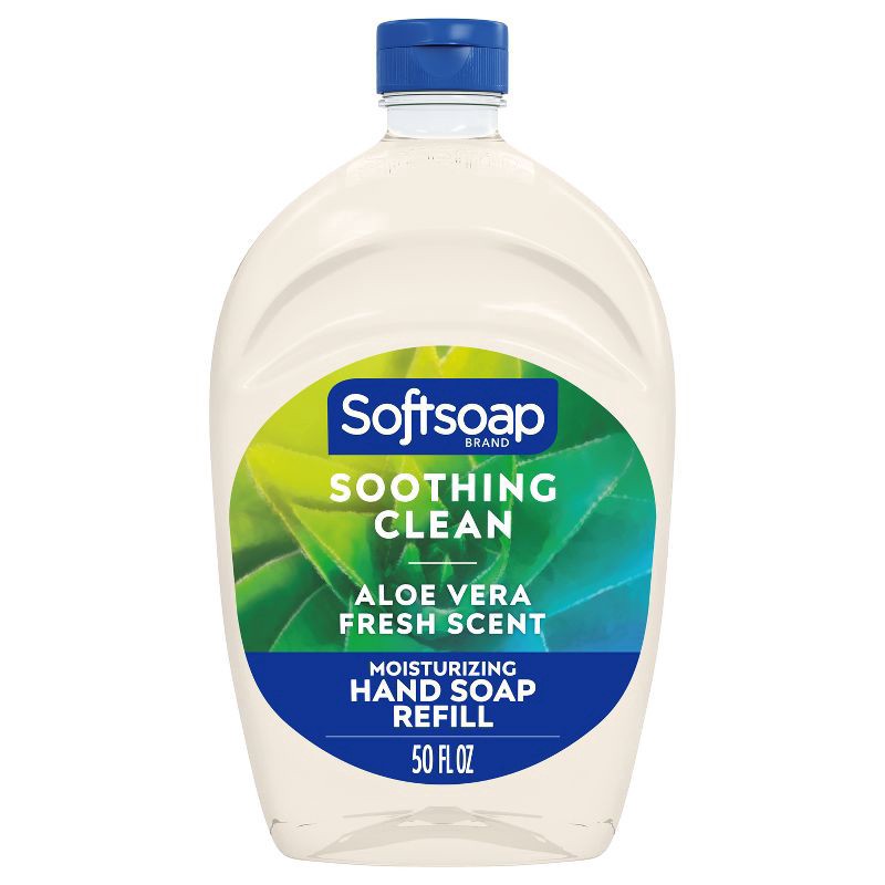 slide 1 of 7, Softsoap Liquid Hand Soap Refill, Soothing Clean, Aloe Vera Fresh Scent - 50 Fl. Oz., 50 fl oz