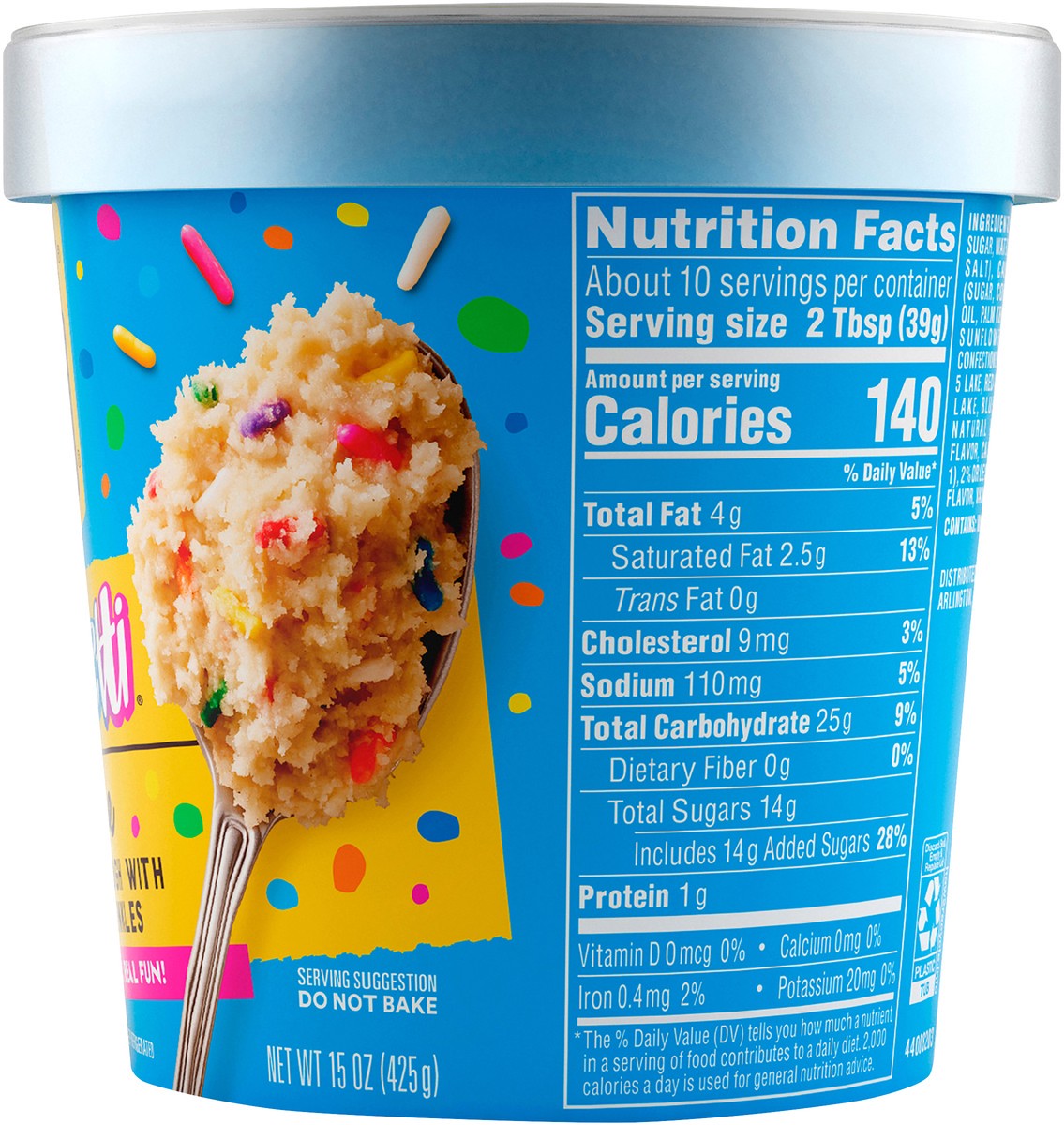 slide 4 of 11, Toll House Funfetti Edible Cookie Dough with Sprinkles, 15 oz