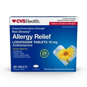 slide 1 of 1, Cvs Health Non-Drowsy Allergy Relief Loratadine Tablets 10 Mg, 30 Ct, 30 ct; 10 mg