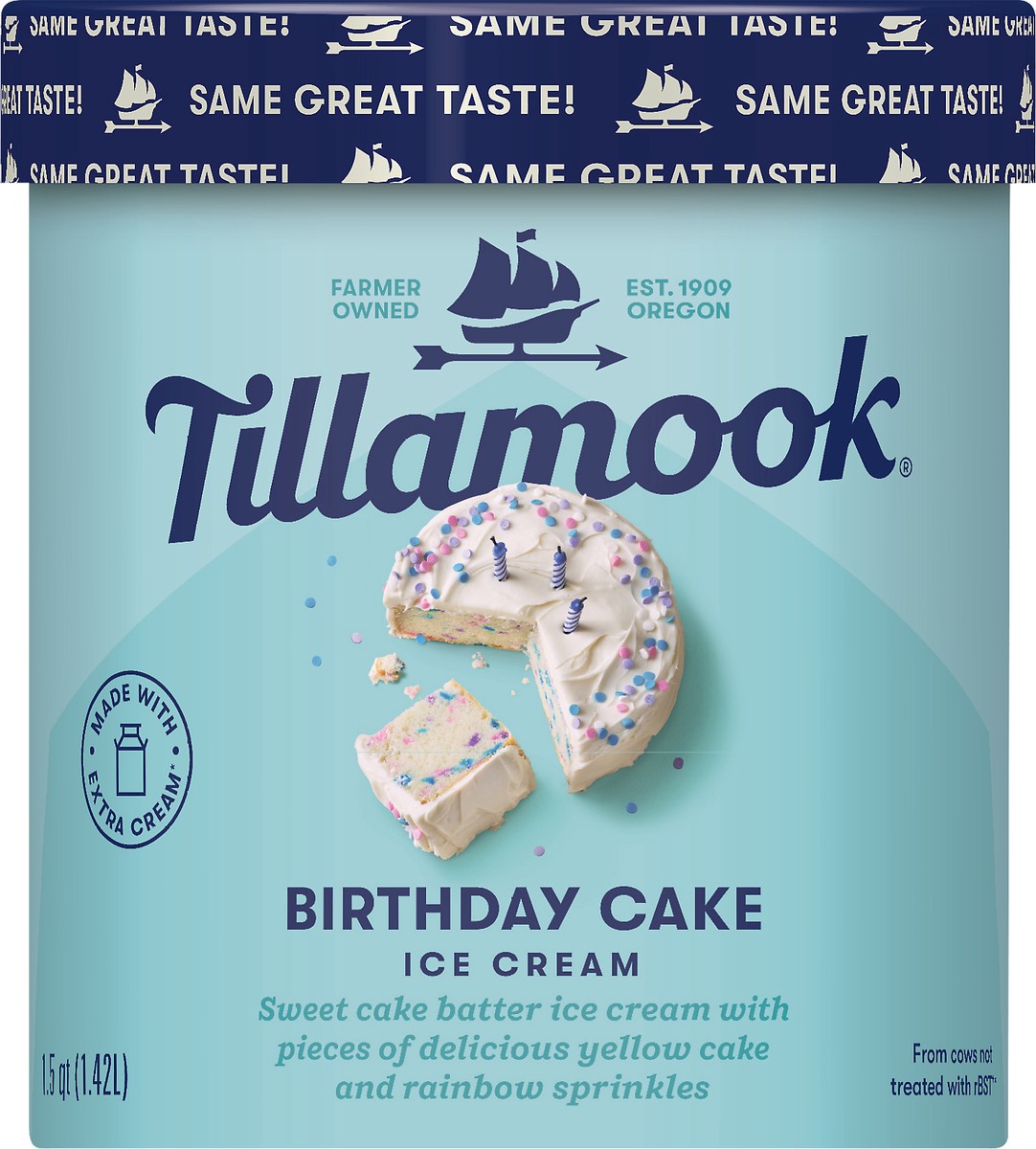 slide 2 of 2, Tillamook Birthday Cake Ice Cream, 48fl-oz, 855 g