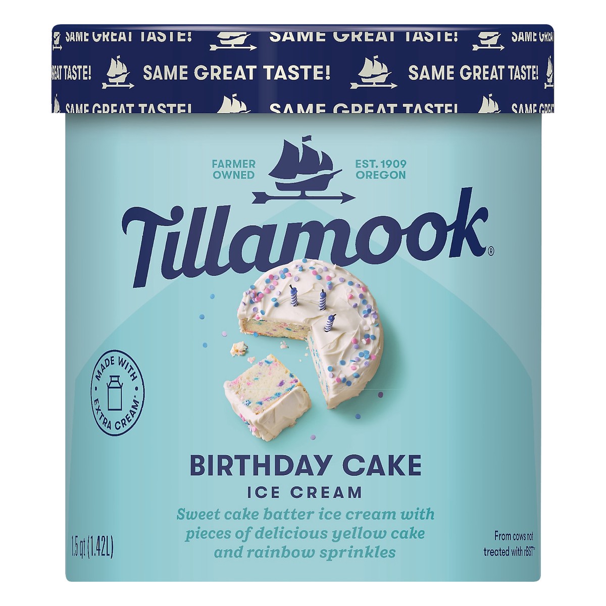 slide 1 of 2, Tillamook Birthday Cake Ice Cream, 48fl-oz, 855 g