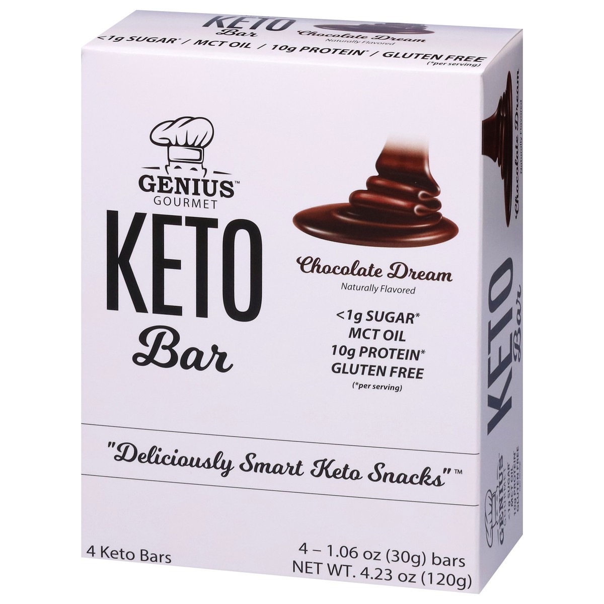 slide 3 of 9, Genius Gourmet Chocolate Dream Keto Bar 4 - 1.06 oz Bars, 4 ct