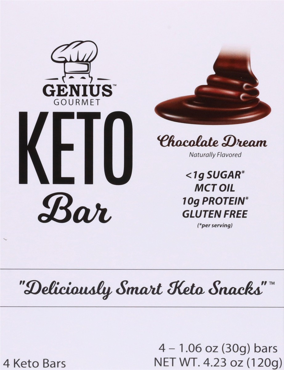slide 8 of 9, Genius Gourmet Chocolate Dream Keto Bar 4 - 1.06 oz Bars, 4 ct