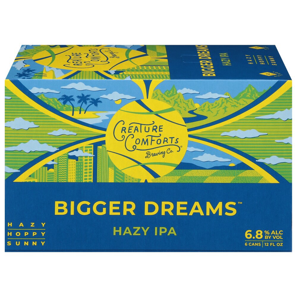 slide 4 of 4, Creature Comforts Brewing Co. Hazy IPA Bigger Dreams Beer 6 - 12 fl oz Cans, 6 ct
