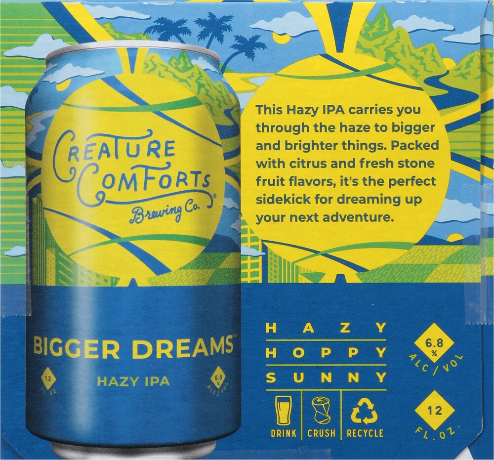 slide 2 of 4, Creature Comforts Brewing Co. Hazy IPA Bigger Dreams Beer 6 - 12 fl oz Cans, 6 ct