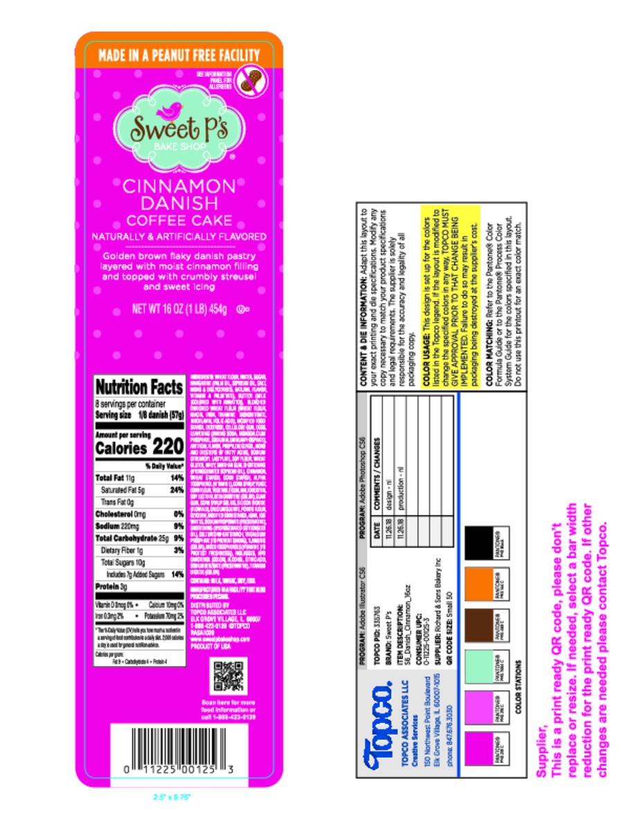 slide 8 of 16, Sweet P's Bake Shop Cinnamon Danish Coffee Cake 16 oz, 16 oz