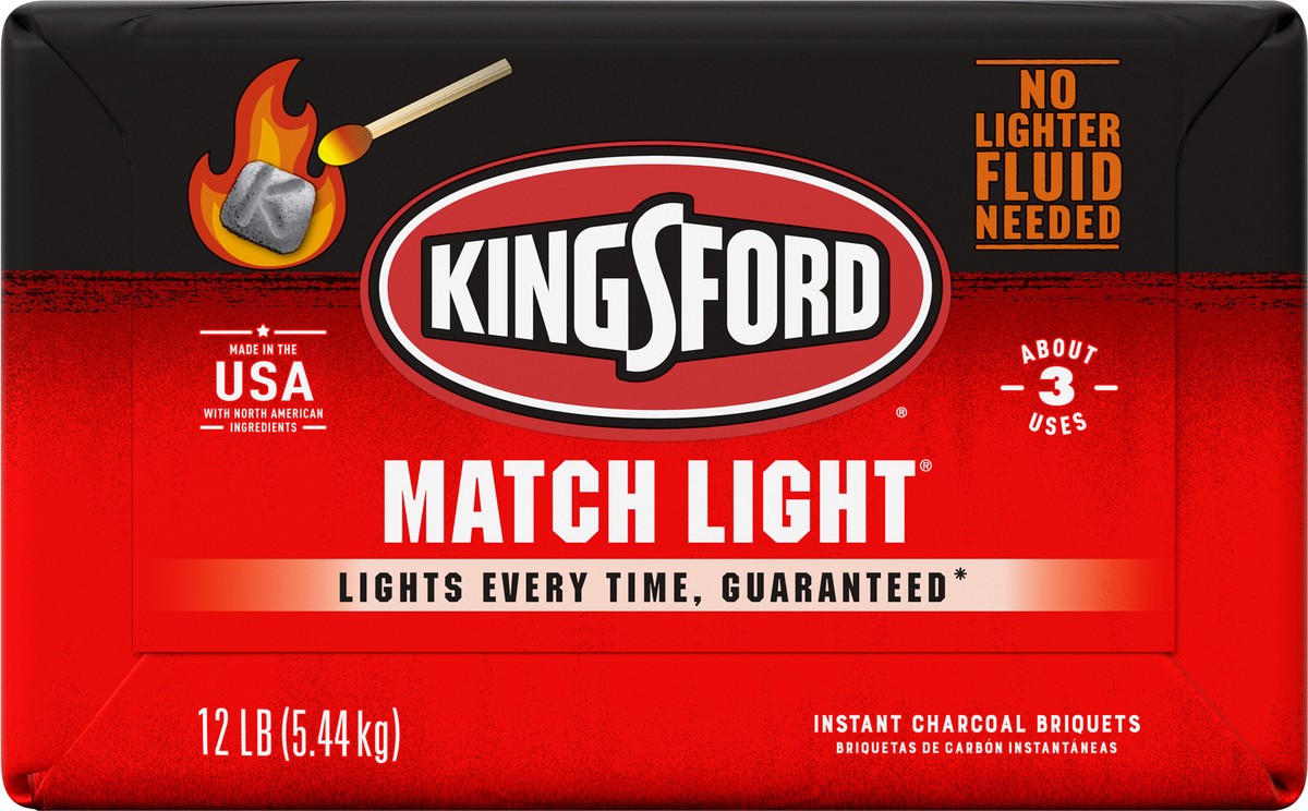 slide 3 of 12, Kingsford Match Light Instant Charcoal Briquettes BBQ Charcoal, 12 lb