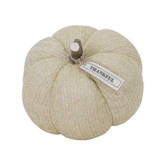 slide 1 of 2, 9" Natural Fabric Pumpkin Tabletop Decor By Ashland, 10 in x 10 in x 9 in