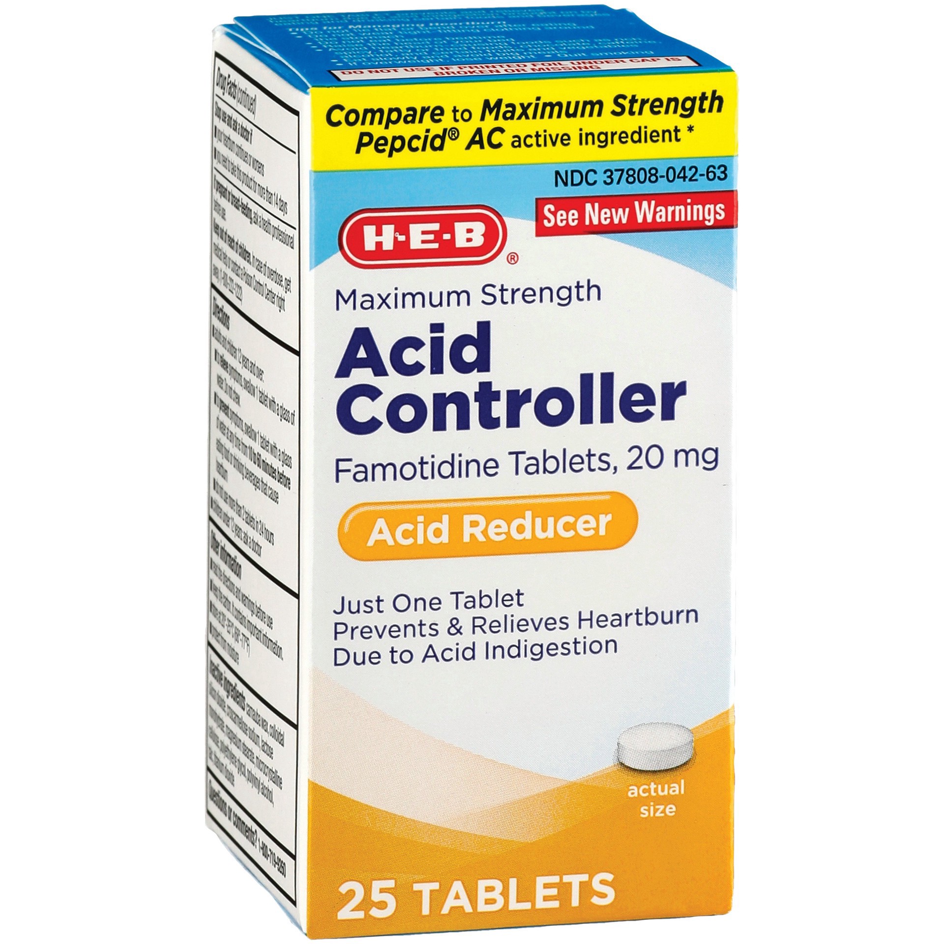 slide 1 of 1, H-E-B Acid Controller Heartburn Prevention, 25 ct
