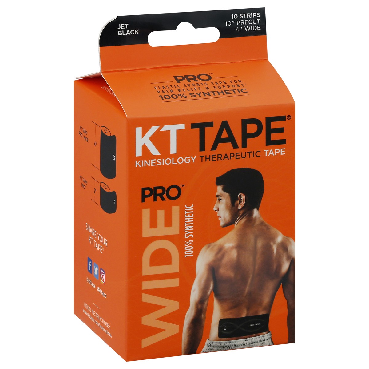 slide 5 of 11, KT Tape Pro Wide Precut Jet Black Sport Tape 10 ea, 10 ct